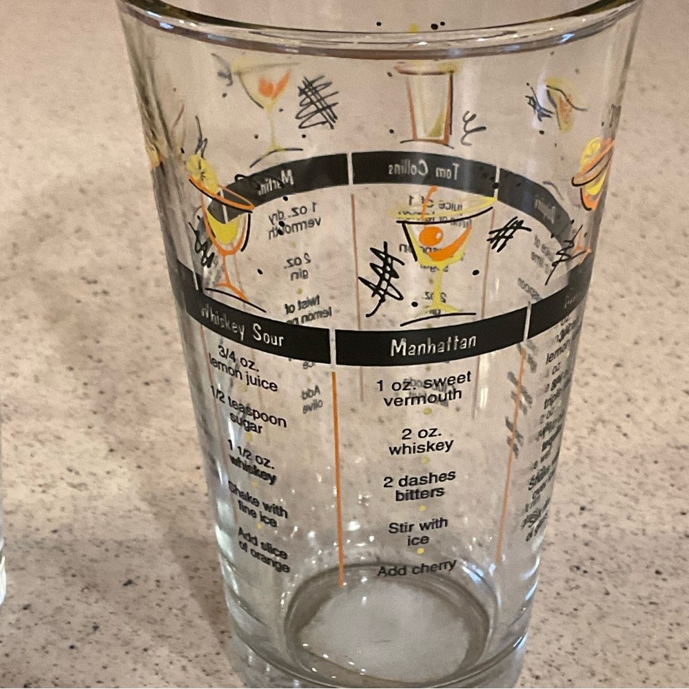 vtg LIBBEY Bar Recipe Glasses (5) Pictures Manhattan, Tom Collins US 🇺🇸 Made - Picture 5 of 8